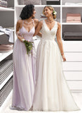 Elisa Ball-Gown/Princess V-neck Court Train Tulle Lace Wedding Dress UKP0016973