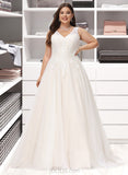 Elisa Ball-Gown/Princess V-neck Court Train Tulle Lace Wedding Dress UKP0016973