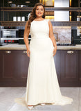 Reyna Trumpet/Mermaid Scoop Neck Court Train Lace Wedding Dress UKP0016978