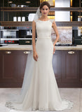 Reyna Trumpet/Mermaid Scoop Neck Court Train Lace Wedding Dress UKP0016978