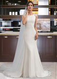 Reyna Trumpet/Mermaid Scoop Neck Court Train Lace Wedding Dress UKP0016978