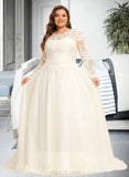 April Ball-Gown/Princess Sweep Train Tulle Lace Wedding Dress UKP0016987