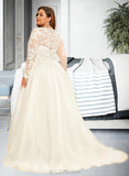 April Ball-Gown/Princess Sweep Train Tulle Lace Wedding Dress UKP0016987