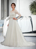 April Ball-Gown/Princess Sweep Train Tulle Lace Wedding Dress UKP0016987