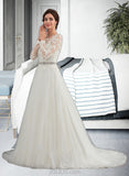 April Ball-Gown/Princess Sweep Train Tulle Lace Wedding Dress UKP0016987