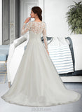 April Ball-Gown/Princess Sweep Train Tulle Lace Wedding Dress UKP0016987