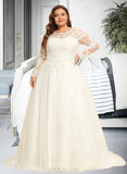 April Ball-Gown/Princess Sweep Train Tulle Lace Wedding Dress UKP0016987