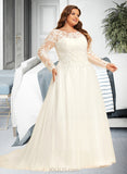 April Ball-Gown/Princess Sweep Train Tulle Lace Wedding Dress UKP0016987