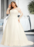 April Ball-Gown/Princess Sweep Train Tulle Lace Wedding Dress UKP0016987