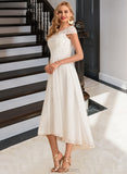 Sam A-Line Scoop Neck Asymmetrical Chiffon Lace Wedding Dress UKP0016988