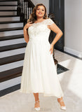 Sam A-Line Scoop Neck Asymmetrical Chiffon Lace Wedding Dress UKP0016988