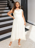 Sam A-Line Scoop Neck Asymmetrical Chiffon Lace Wedding Dress UKP0016988