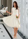 Shyla A-Line Scoop Neck Knee-Length Lace Wedding Dress UKP0016991