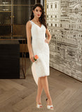 Amanda Sheath/Column V-neck Knee-Length Lace Wedding Dress UKP0016994