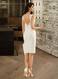 Amanda Sheath/Column V-neck Knee-Length Lace Wedding Dress UKP0016994