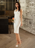 Amanda Sheath/Column V-neck Knee-Length Lace Wedding Dress UKP0016994