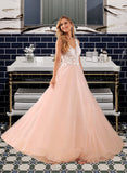 Jacquelyn Ball-Gown/Princess V-neck Court Train Tulle Lace Wedding Dress With Lace Sequins UKP0016997