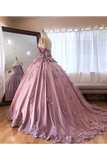 Ball Gown Off The Shoulder Tulle Quinceanera Dress With Lace Appliques Puffy Prom SJSP3HM7KB3