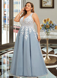 Judith Ball-Gown/Princess V-neck Floor-Length Tulle Wedding Dress UKP0017006