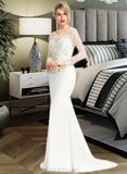 Viola Trumpet/Mermaid V-neck Sweep Train Lace Stretch Crepe Wedding Dress With Beading Sequins UKP0017013