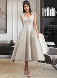 Leia Ball-Gown/Princess Sweetheart Tea-Length Tulle Lace Wedding Dress With Sequins UKP0017016