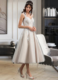 Leia Ball-Gown/Princess Sweetheart Tea-Length Tulle Lace Wedding Dress With Sequins UKP0017016