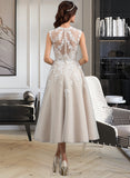 Leia Ball-Gown/Princess Sweetheart Tea-Length Tulle Lace Wedding Dress With Sequins UKP0017016