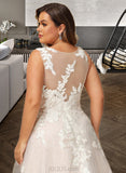 Sophronia Ball-Gown/Princess Illusion Court Train Tulle Lace Wedding Dress With Beading Sequins UKP0017017