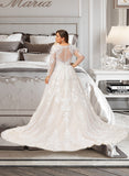 Marie Ball-Gown/Princess V-neck Tulle Lace Wedding Dress UKP0017018