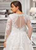 Marie Ball-Gown/Princess V-neck Tulle Lace Wedding Dress UKP0017018