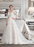 Marie Ball-Gown/Princess V-neck Tulle Lace Wedding Dress UKP0017018