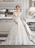 Marie Ball-Gown/Princess V-neck Tulle Lace Wedding Dress UKP0017018