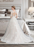 Marie Ball-Gown/Princess V-neck Tulle Lace Wedding Dress UKP0017018