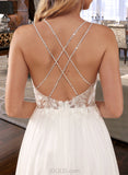 Moira A-Line V-neck Sweep Train Chiffon Lace Wedding Dress With Lace Beading Sequins UKP0017019