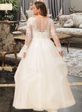 Jaylene Ball-Gown/Princess V-neck Floor-Length Tulle Lace Wedding Dress With Beading Sequins UKP0017023