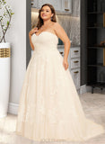 Josephine Ball-Gown/Princess Sweetheart Court Train Tulle Lace Wedding Dress With Ruffle Beading UKP0017024