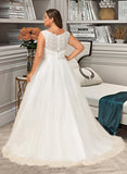 Lauren Ball-Gown/Princess Sweep Train Organza Satin Lace Wedding Dress With Beading Sequins UKP0017025