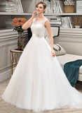 Lauren Ball-Gown/Princess Sweep Train Organza Satin Lace Wedding Dress With Beading Sequins UKP0017025