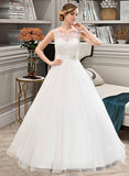 Lauren Ball-Gown/Princess Sweep Train Organza Satin Lace Wedding Dress With Beading Sequins UKP0017025