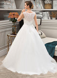 Lauren Ball-Gown/Princess Sweep Train Organza Satin Lace Wedding Dress With Beading Sequins UKP0017025