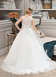 Lauren Ball-Gown/Princess Sweep Train Organza Satin Lace Wedding Dress With Beading Sequins UKP0017025