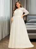 Carla A-Line Sweep Train Tulle Lace Wedding Dress UKP0017027