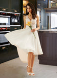 Rita A-Line V-neck Knee-Length Chiffon Wedding Dress With Lace Sequins UKP0017028