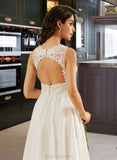 Rita A-Line V-neck Knee-Length Chiffon Wedding Dress With Lace Sequins UKP0017028