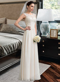 Juliana A-Line Scoop Neck Floor-Length Chiffon Lace Wedding Dress With Beading Sequins UKP0017032