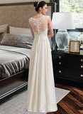 Juliana A-Line Scoop Neck Floor-Length Chiffon Lace Wedding Dress With Beading Sequins UKP0017032