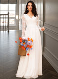 Maddison A-Line V-neck Floor-Length Chiffon Wedding Dress UKP0017033