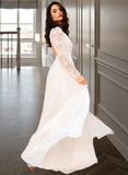 Maddison A-Line V-neck Floor-Length Chiffon Wedding Dress UKP0017033