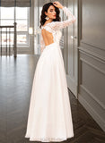 Maddison A-Line V-neck Floor-Length Chiffon Wedding Dress UKP0017033