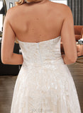 Laura A-Line Sweetheart Floor-Length Lace Wedding Dress With Sequins UKP0017034